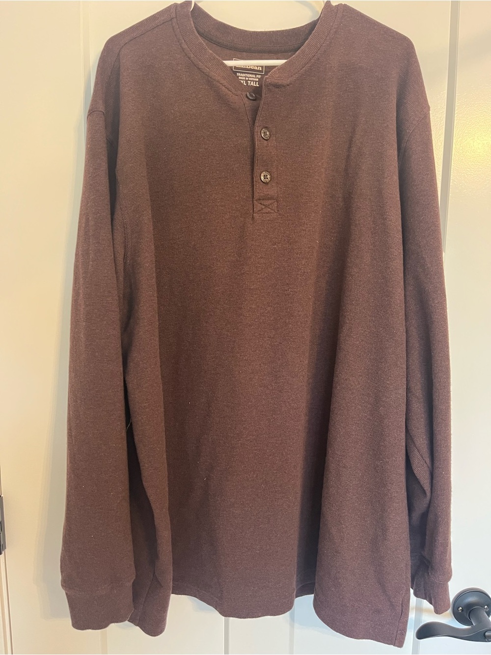 L.L. Bean Men's Mini-Waffle Knit Henley Shirt - XXL Tall CabinCore